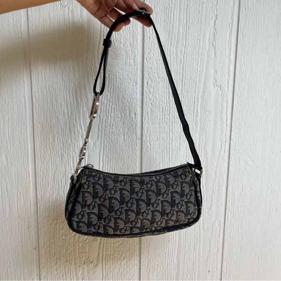 Christian Dior Diorissimo Charm Spell Out Pochette Blue Vintage Shoulder Bag - Picture 3 of 15